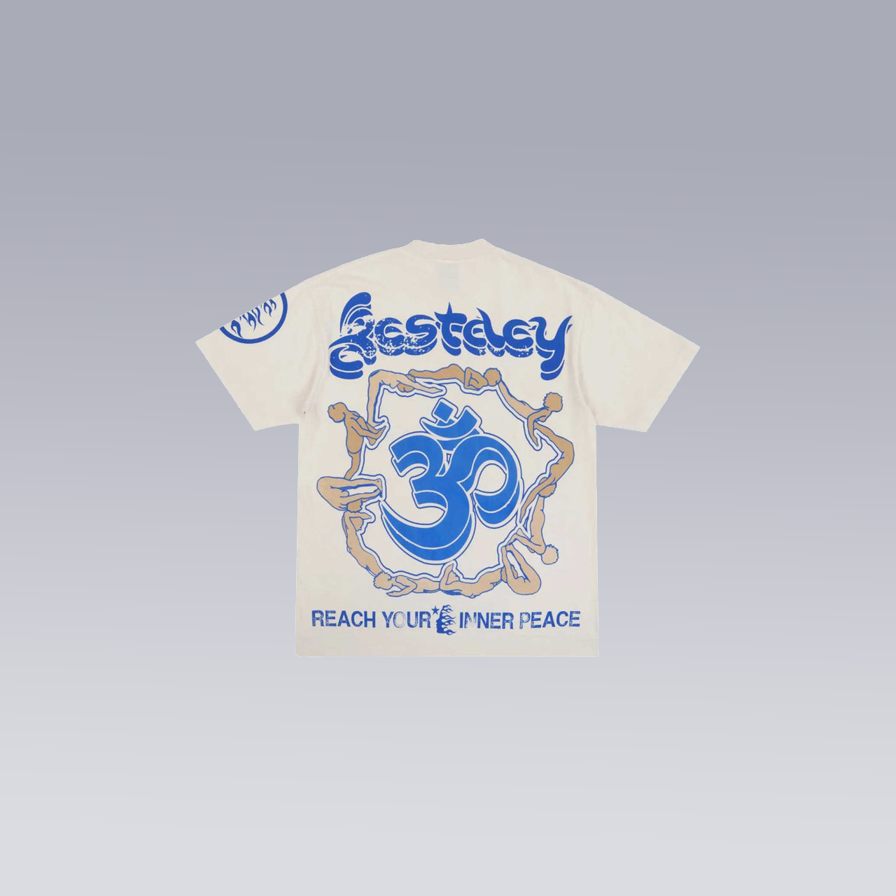 Cream/Blue HELLSTAR YOGA T-SHIRT - SoloraHQ