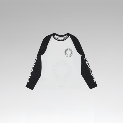 Chrome Hearts Horseshoe Neck Logo 3/4 Shirt 'Black/White'