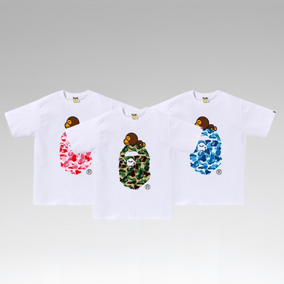 BAPE ABC Camo Milo On Big Ape Tee 'White'