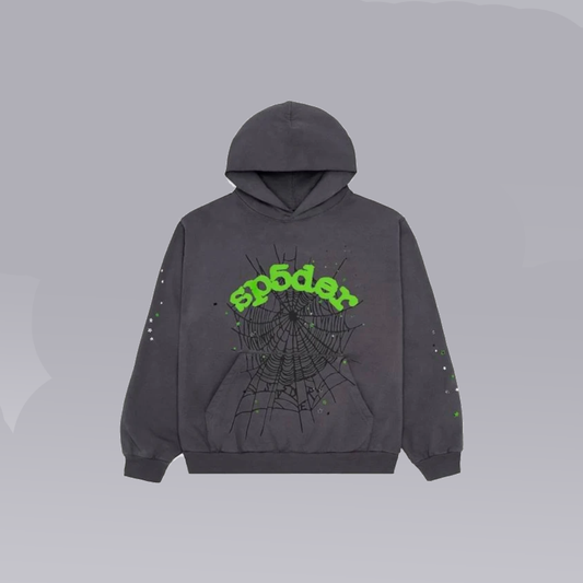Grey/Green Sp5DER HOODIE - SoloraHQ