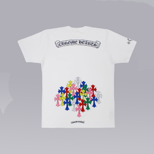 White/Multicolor CROSS CHROMEHEART T-SHIRT - SoloraHQ