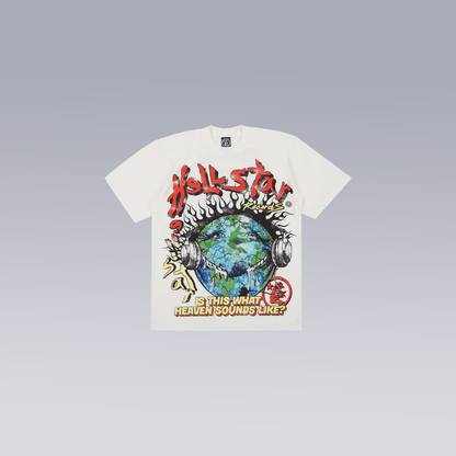 White HELLSTAR HEAVEN ON EARTH T-SHIRT - SoloraHQ